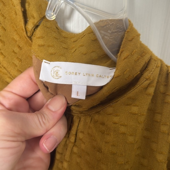 NWT Corey Lynn Calter mustard color Charlotte mini dress size large - Picture 3 of 4